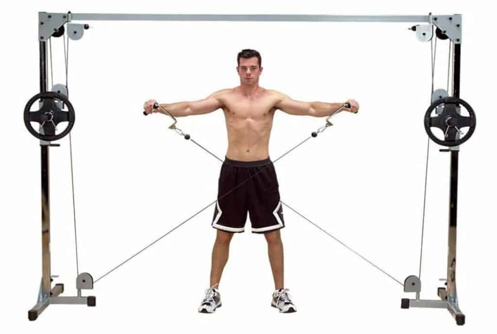Wall-Mounted Cable Crossover System Home Gym Workout Dual High Pulley-Cables ! 